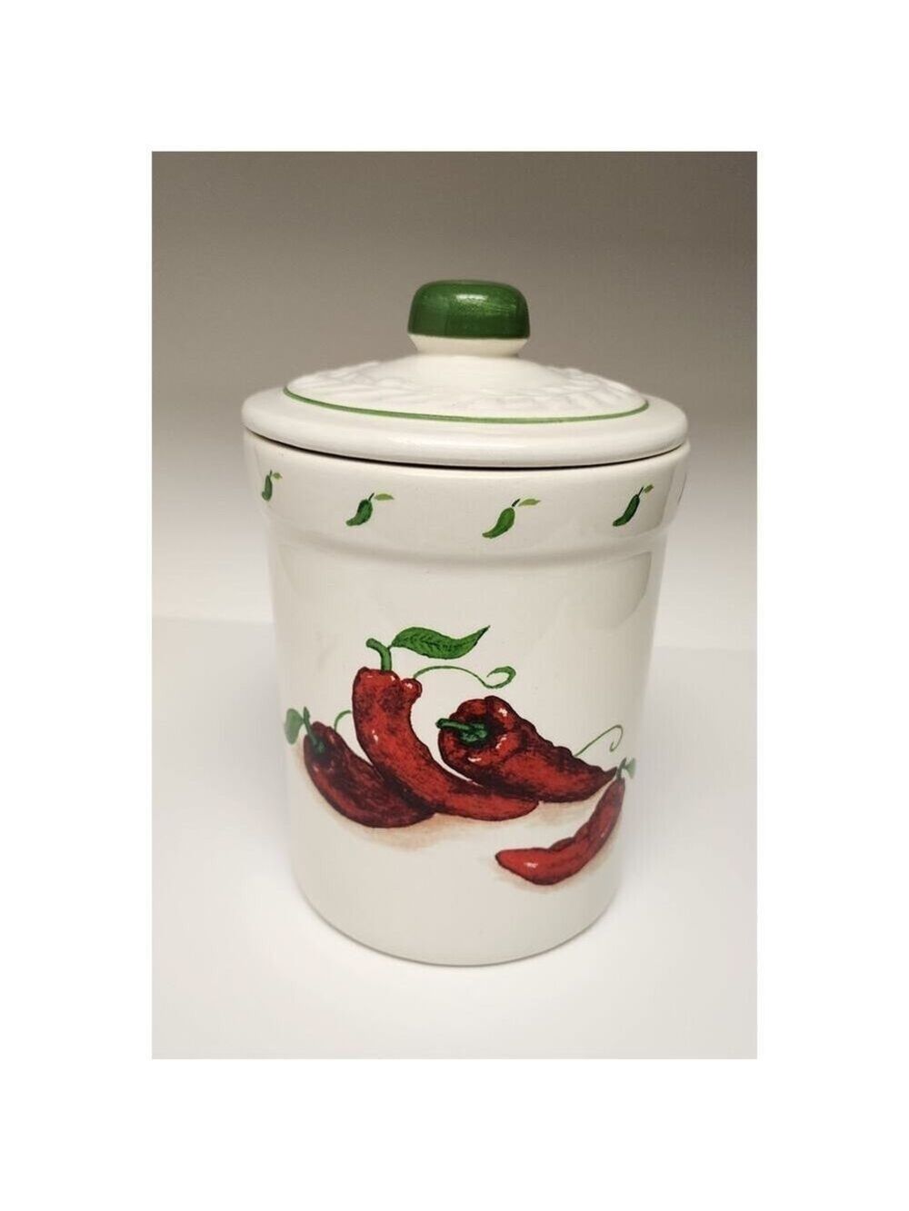Crock Shop Santa Anna Ceramic Canister Kitchen Storage Jar Red Chili Pepper 10”